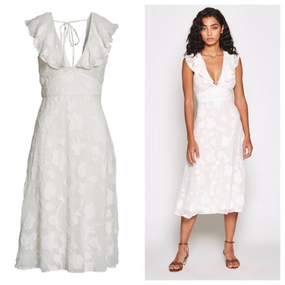 JOIE $398 NWT Designer Embroidered Ruffle Floral White Dress – Size 12 - Picture 9 of 9